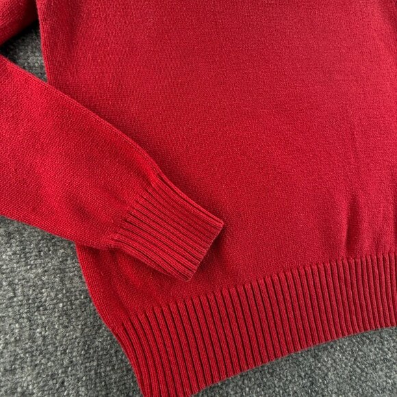 Ralph Lauren Polo Jeans Medium Red Knit Turtleneck Women Flag Sweater USA Logo - Picture 3 of 14